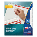 Avery Print and Apply Index Maker Clear Label Plastic Dividers w/Printable Label Strip, 8-Tab, 11 x 8.5, Frosted Clear Tabs, 5 Sets (12450)