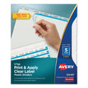 Avery Print and Apply Index Maker Clear Label Plastic Dividers w/Printable Label Strip, 5-Tab, 11 x 8.5, Frosted Clear Tabs, 5 Sets (12449)