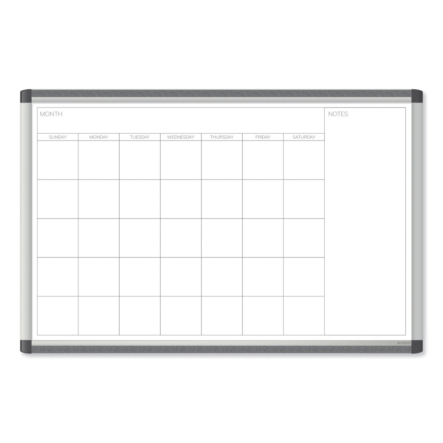 U Brands PINIT Magnetic Dry Erase Undated One Month Calendar, 35 x 23, White (2901U0001)