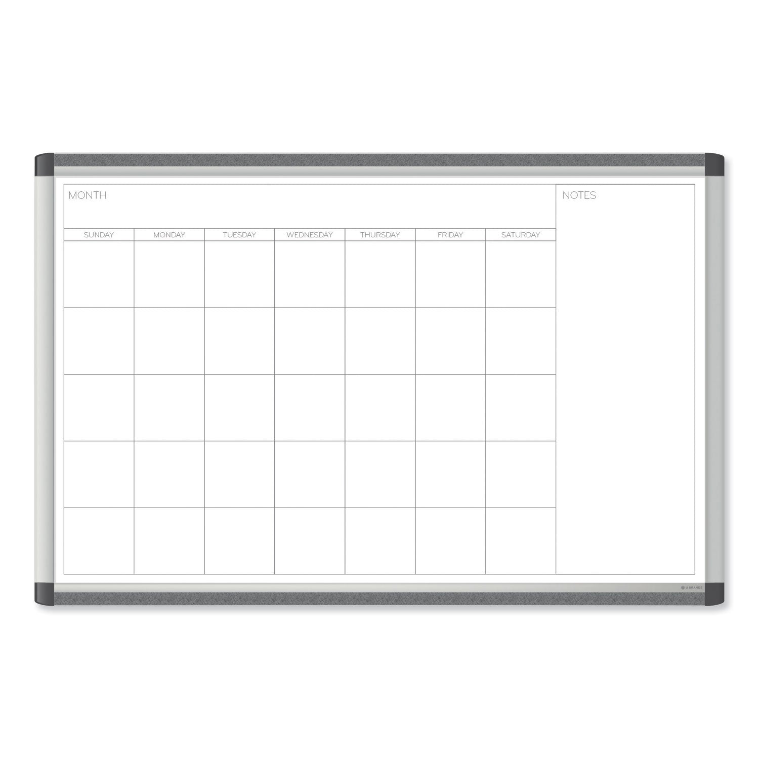 U Brands PINIT Magnetic Dry Erase Undated One Month Calendar, 35 x 23, White (2901U0001)