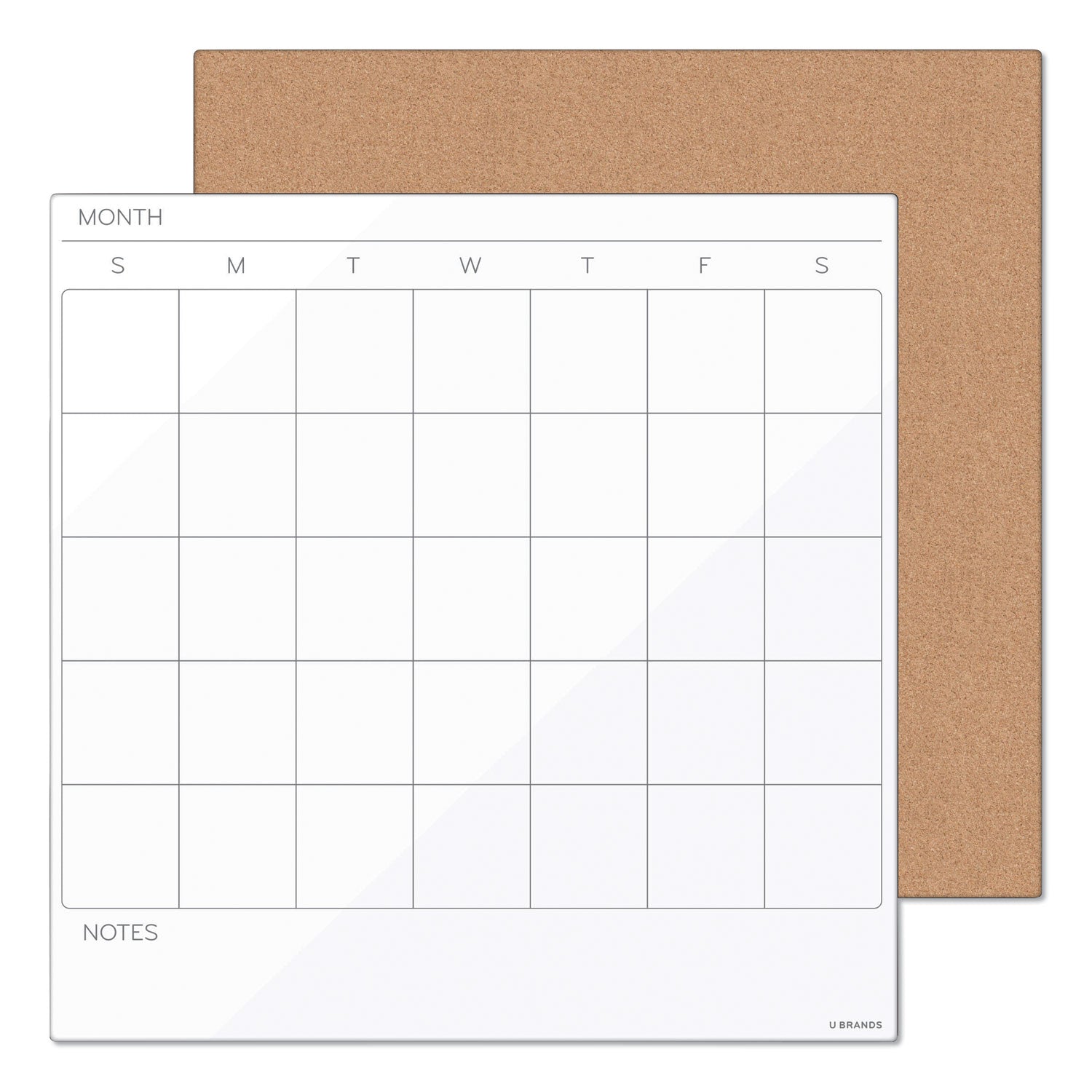 U Brands Tile Board Value Pack, (1) Tan Cork Bulletin, (1) White Undated Calendar Dry Erase, 14 x 14 (3889U0001)