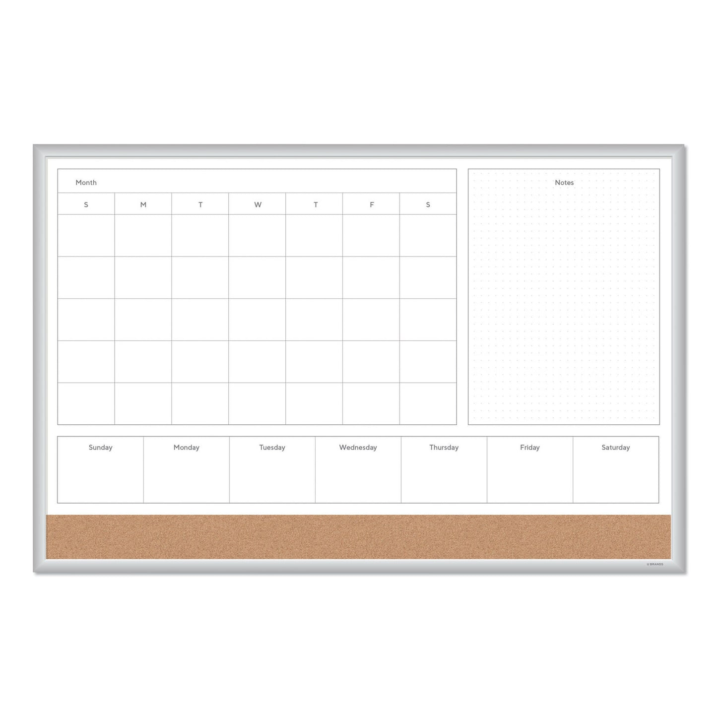 U Brands 4N1 Magnetic Dry Erase Combo Board, 35 x 23, Tan/White Surface, Silver Aluminum Frame (3891U0001)