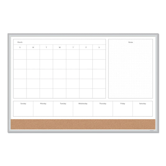 U Brands 4N1 Magnetic Dry Erase Combo Board, 35 x 23, Tan/White Surface, Silver Aluminum Frame (3891U0001)