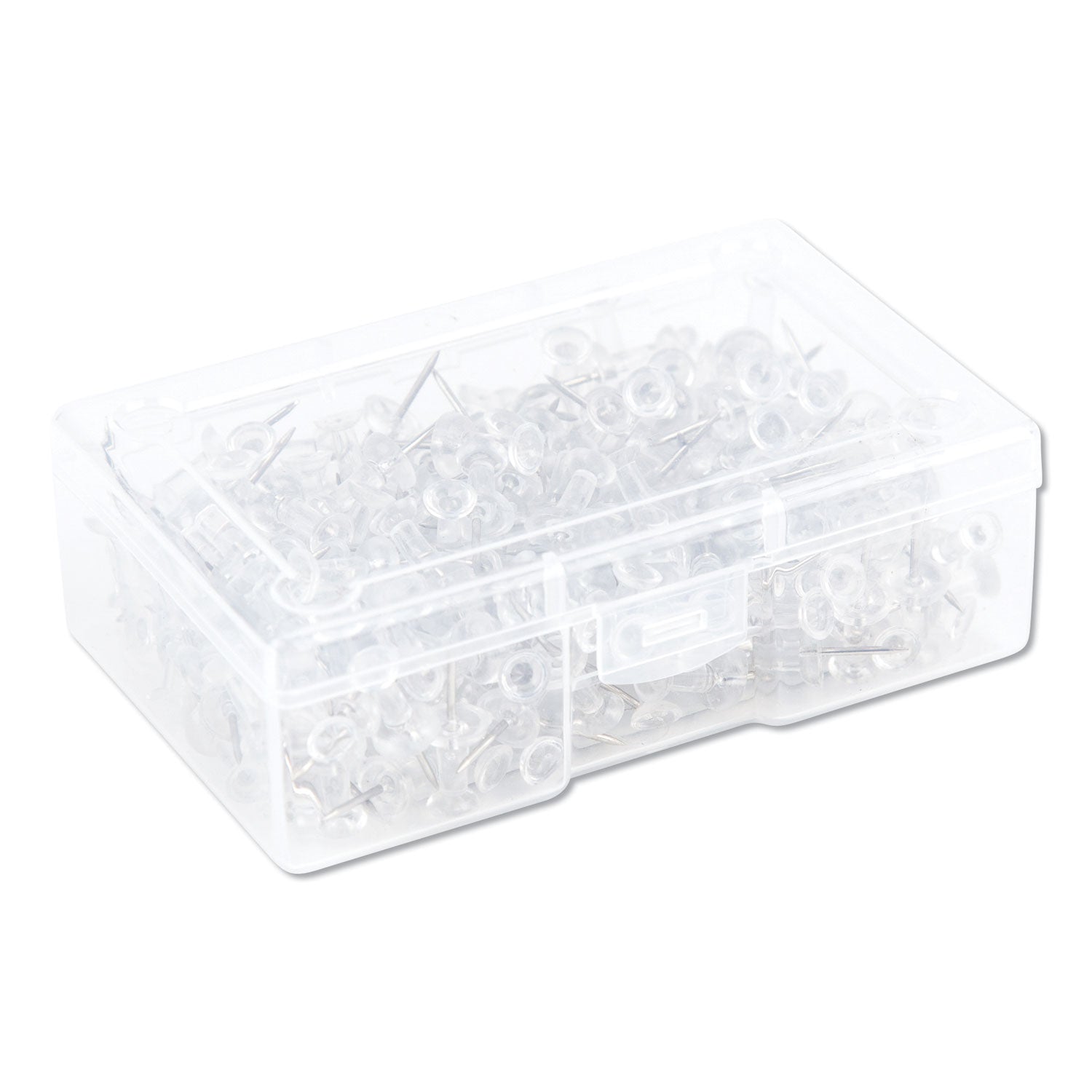 U Brands Standard Push Pins, Plastic, Clear, Clear Head/Silver Pin, 0.44", 200/Pack (3088U0624)