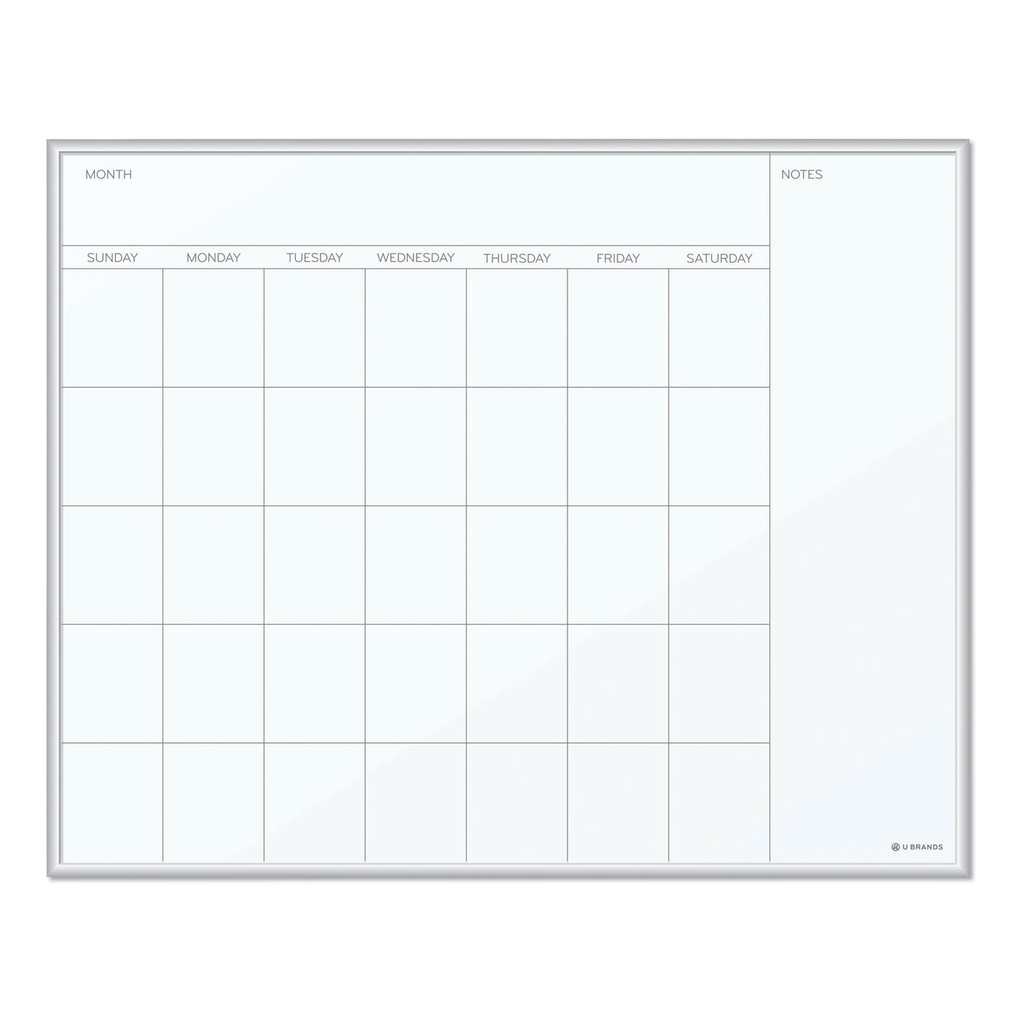 U Brands Magnetic Dry Erase Board, Undated One Month, 20 x 16, White Surface, Silver Aluminum Frame (361U0001)