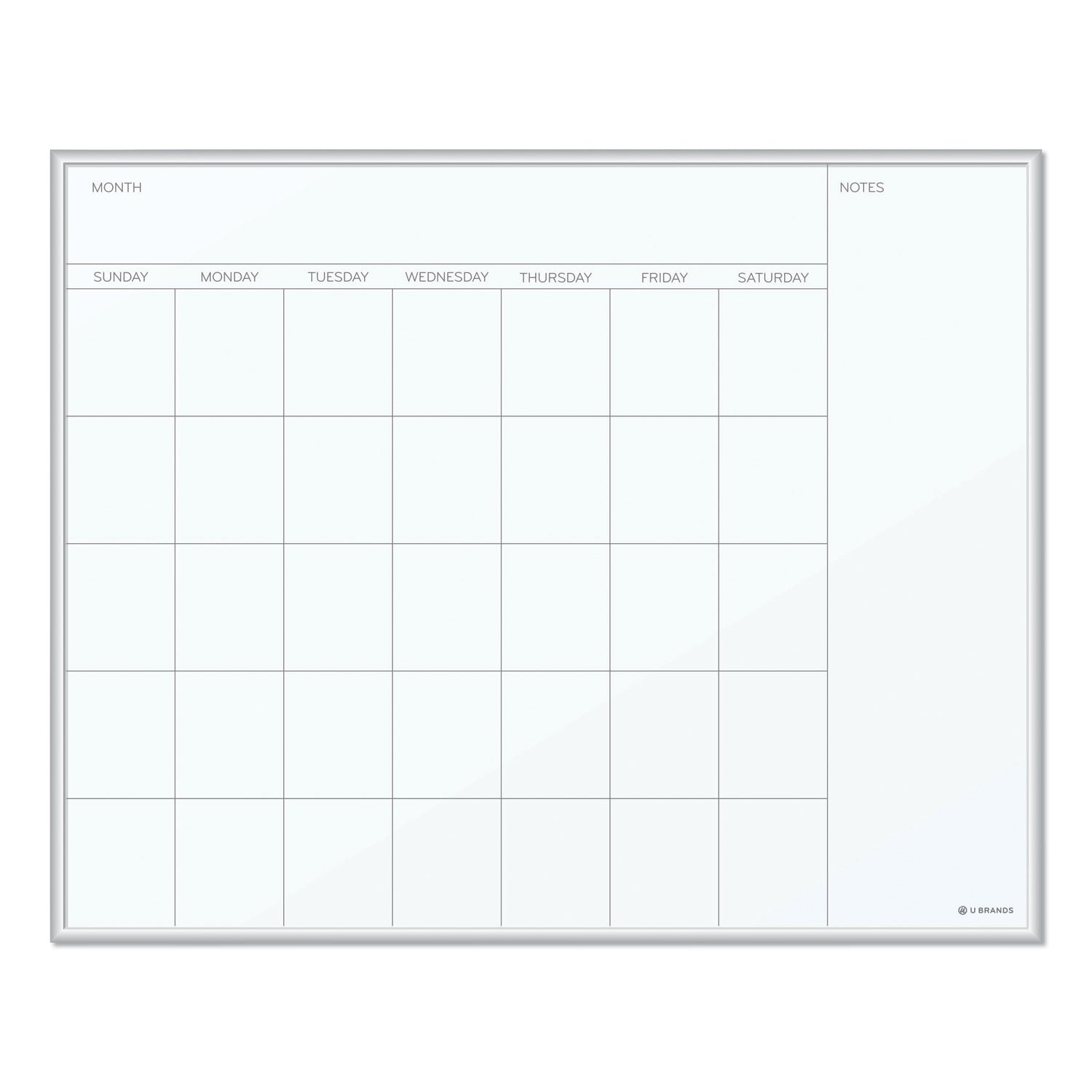 U Brands Magnetic Dry Erase Board, Undated One Month, 20 x 16, White Surface, Silver Aluminum Frame (361U0001)