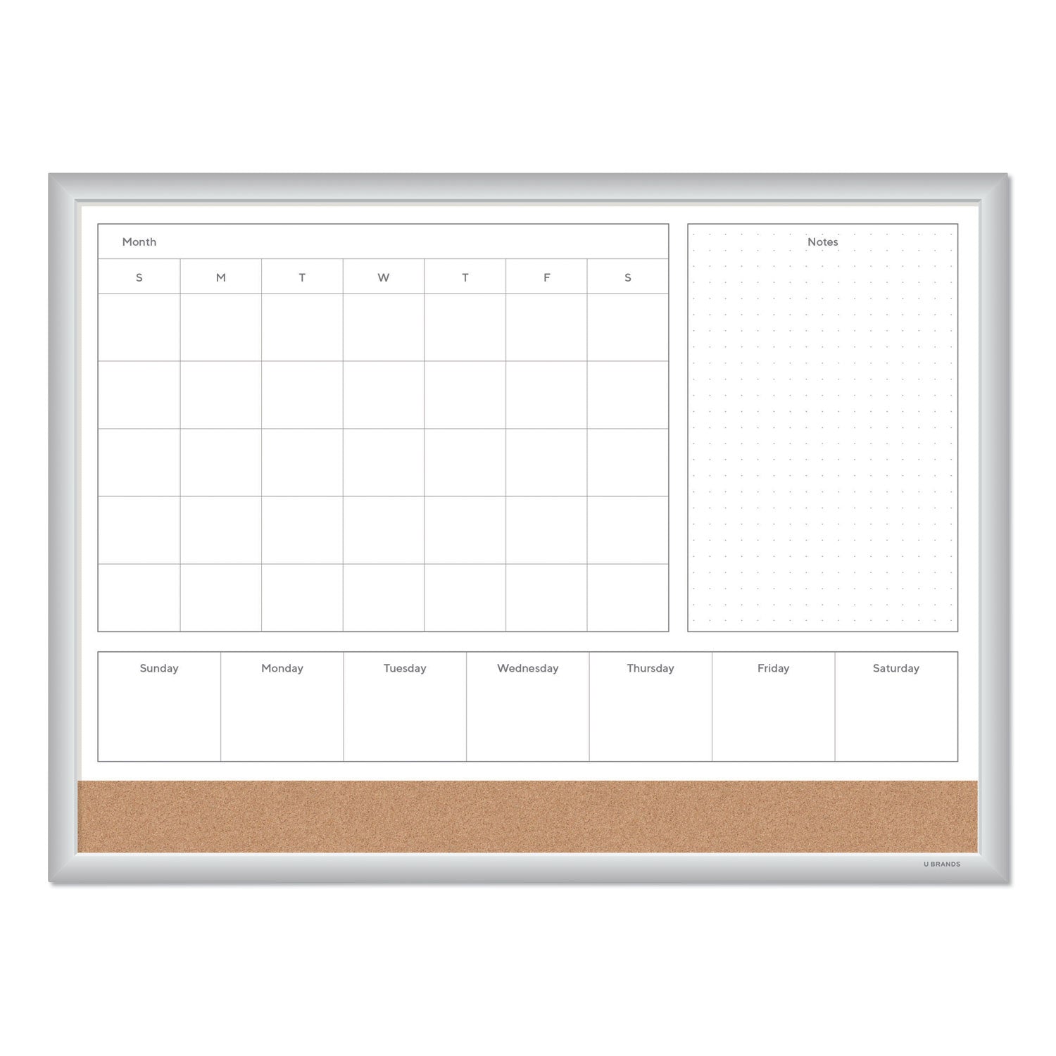 U Brands 4N1 Magnetic Dry Erase Combo Board, 23 x 17, Tan/White Surface, Silver Aluminum Frame (3890U0001)