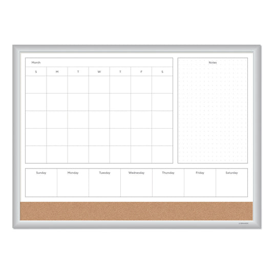 U Brands 4N1 Magnetic Dry Erase Combo Board, 23 x 17, Tan/White Surface, Silver Aluminum Frame (3890U0001)