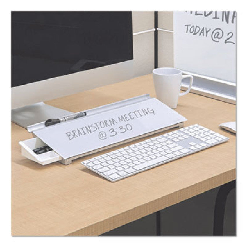 Glass Dry Erase Desktop Computer Pad, 18 x 6, White Surface