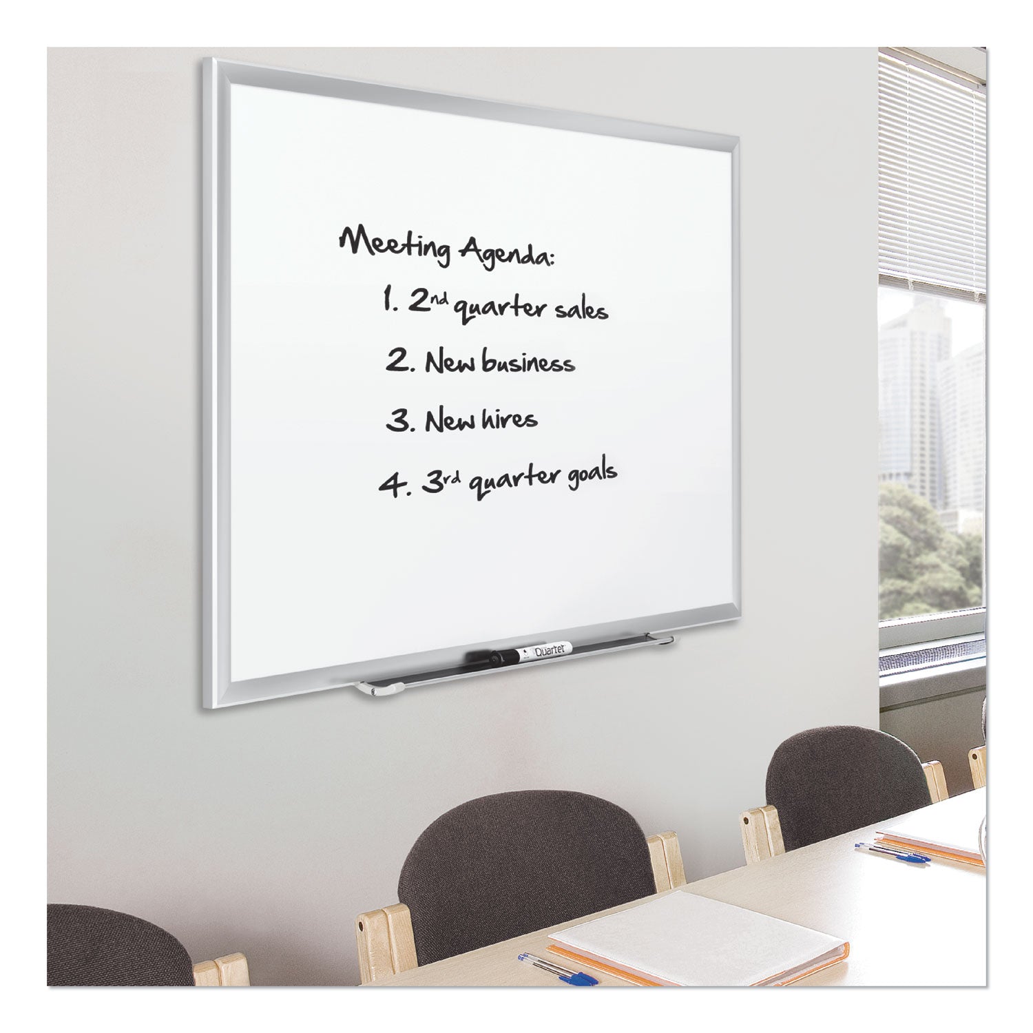 Quartet Classic Series Porcelain Magnetic Dry Erase Board, 36 x 24, White Surface, Silver Aluminum Frame (2543)