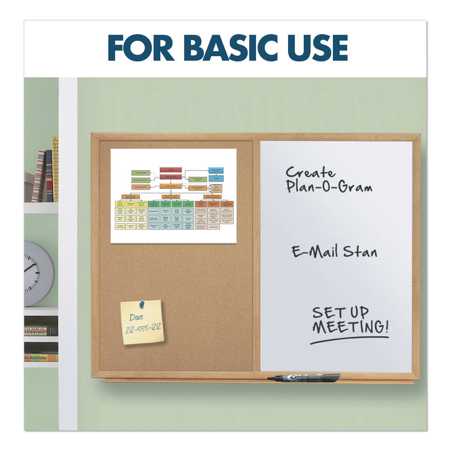 Quartet Bulletin/Dry-Erase Board, Melamine/Cork, 36 x 24, Brown/White Surface, Oak Finish Frame (S553)