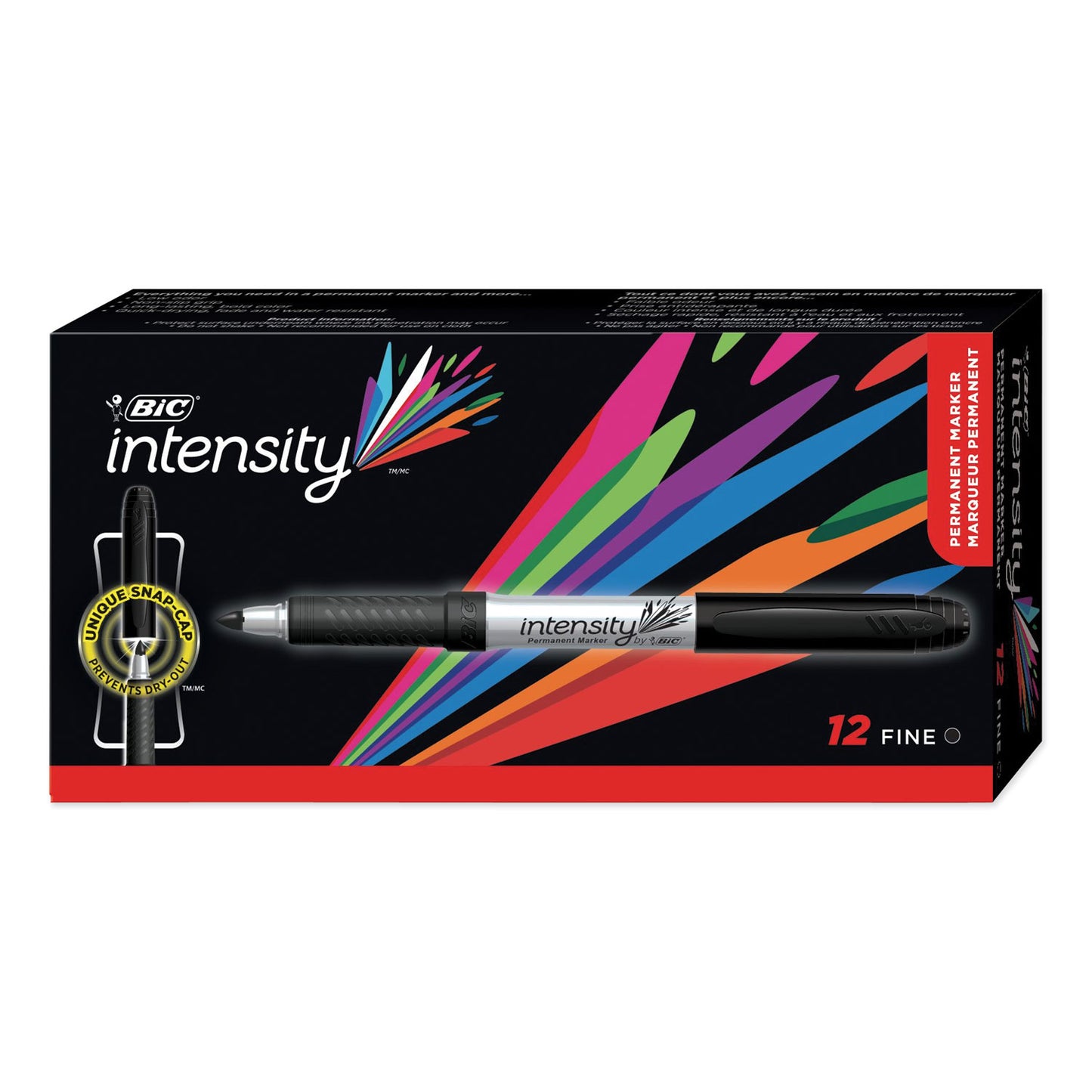 BIC Intensity Fine Tip Permanent Marker, Fine Bullet Tip, Tuxedo Black, Dozen (GPM11BK)