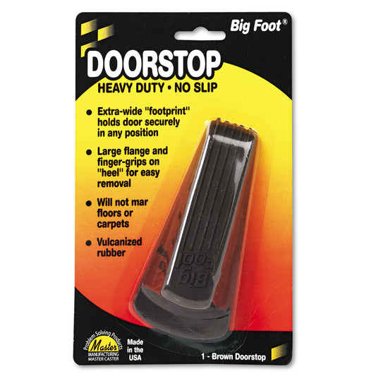 Master Caster Big Foot Doorstop, No Slip Rubber Wedge, 2.25w x 4.75d x 1.25h, Brown (00920)