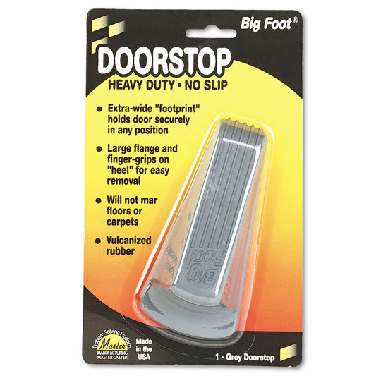 Master Caster Big Foot Doorstop, No Slip Rubber Wedge, 2.25w x 4.75d x 1.25h, Gray (00941)