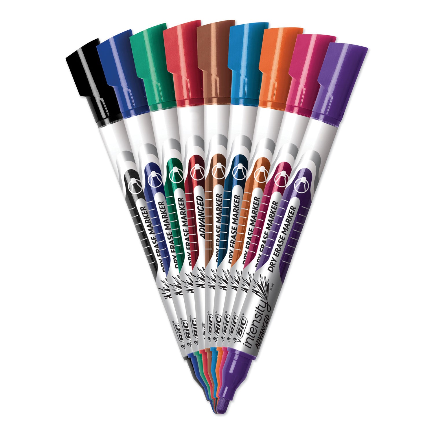 BIC Intensity Advanced Dry Erase Marker, Pocket-Style, Medium Bullet Tip, Assorted Colors, Dozen (GELIPP121AST)