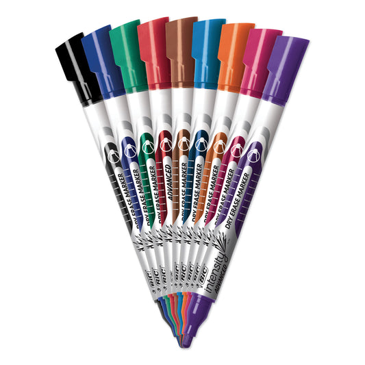 BIC Intensity Advanced Dry Erase Marker, Pocket-Style, Medium Bullet Tip, Assorted Colors, Dozen (GELIPP121AST)