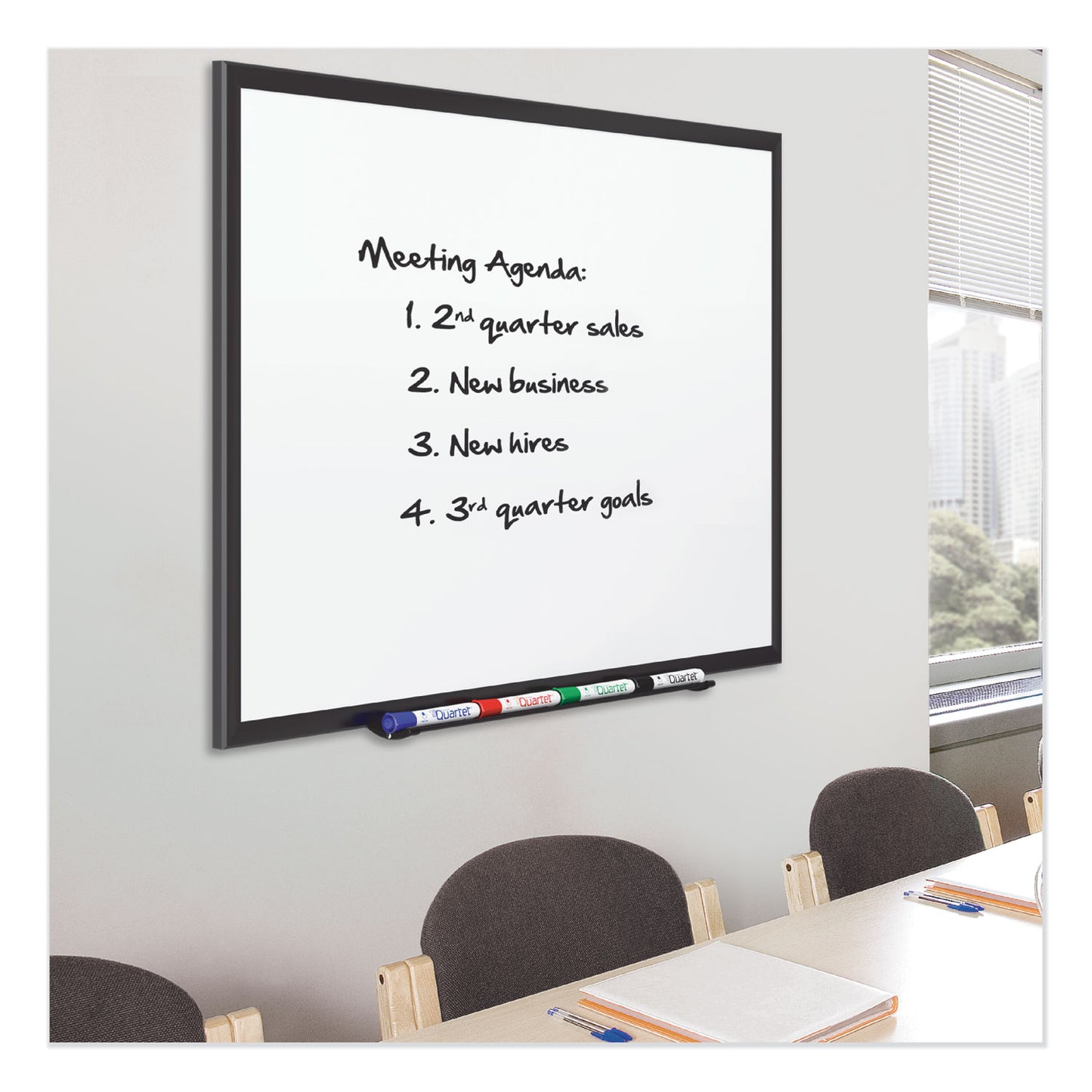 Quartet Classic Series Porcelain Magnetic Dry Erase Board, 36 x 24, White Surface, Black Aluminum Frame (2543B)