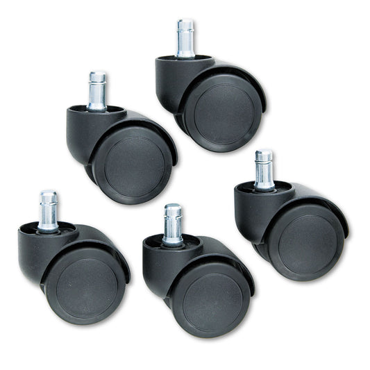 Master Caster Safety Casters, Oversized Neck, Grip Ring Type B Stem, 2" Soft Polyurethane Wheel, Matte Black, 5/Set (64335)