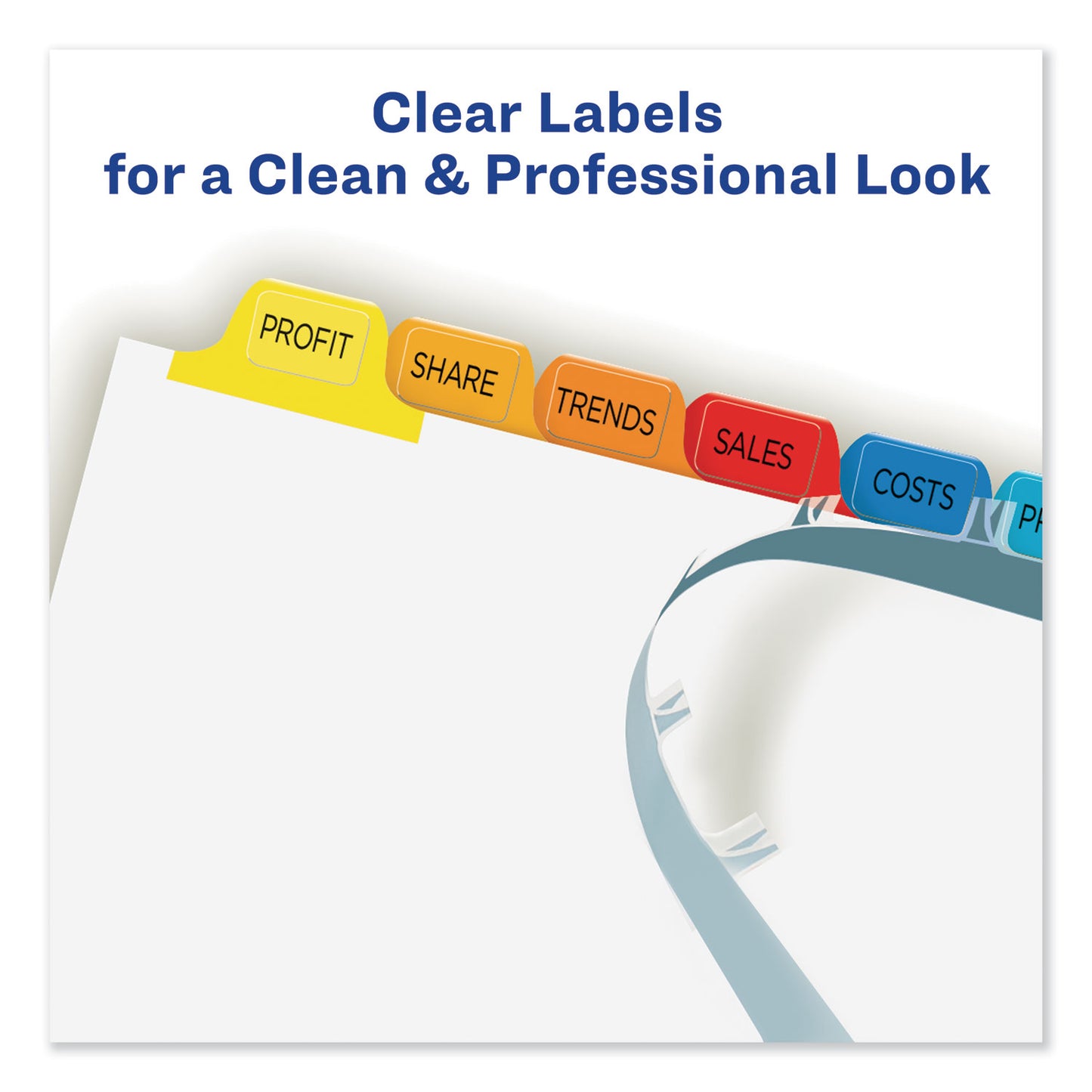 Avery Print and Apply Index Maker Clear Label Dividers, 12-Tab, Color Tabs, 11 x 8.5, White, 5 Sets (11405)