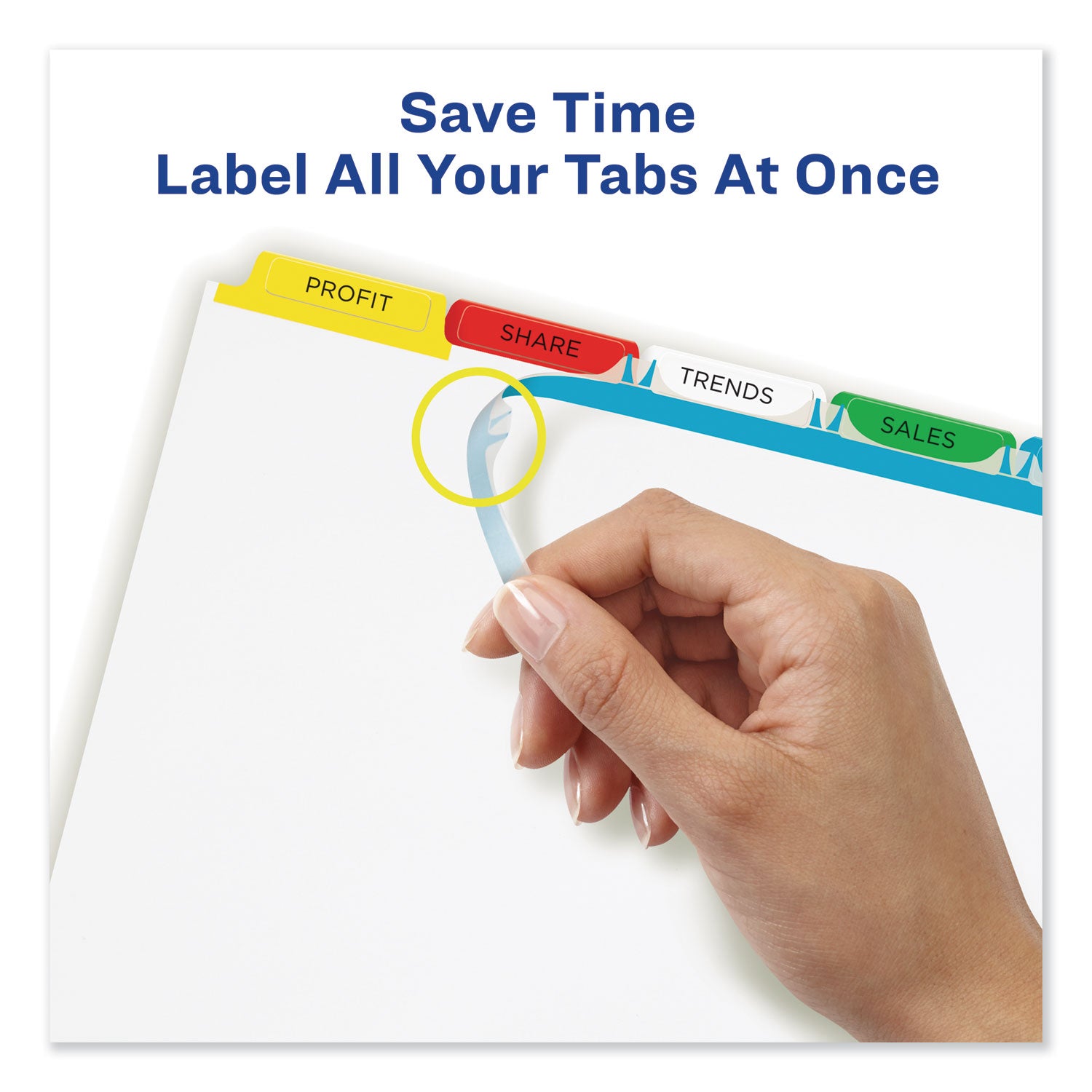 Avery Print and Apply Index Maker Clear Label Dividers, 5-Tab, Color Tabs, 11 x 8.5, White, Traditional Color Tabs, 5 Sets (11418)