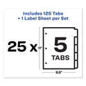 Avery Print and Apply Index Maker Clear Label Dividers, 5-Tab, Color Tabs, 11 x 8.5, White, Traditional Color Tabs, 25 Sets (11423)