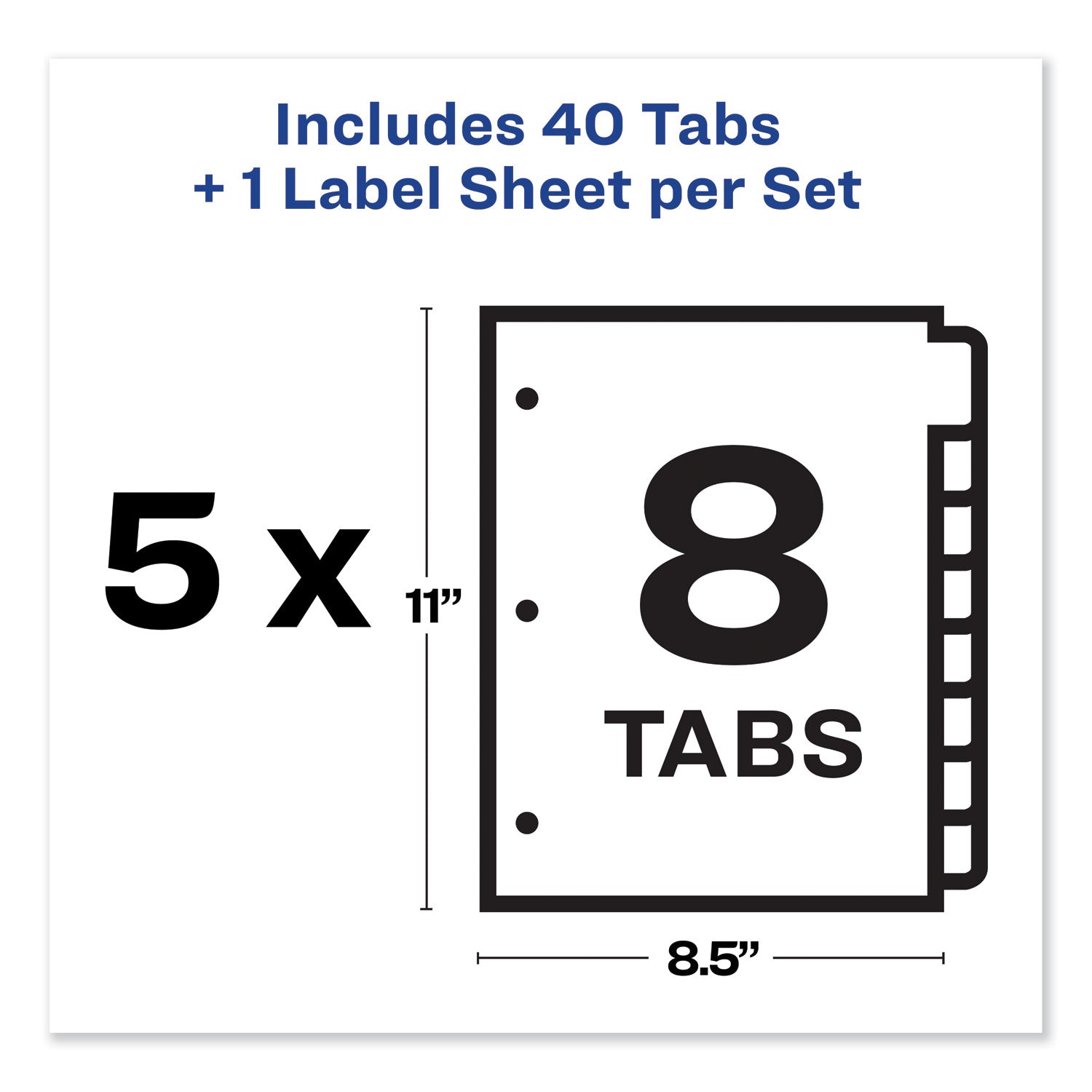 Avery Print and Apply Index Maker Clear Label Dividers, 8-Tab, Color Tabs, 11 x 8.5, White, Traditional Color Tabs, 5 Sets (11419)