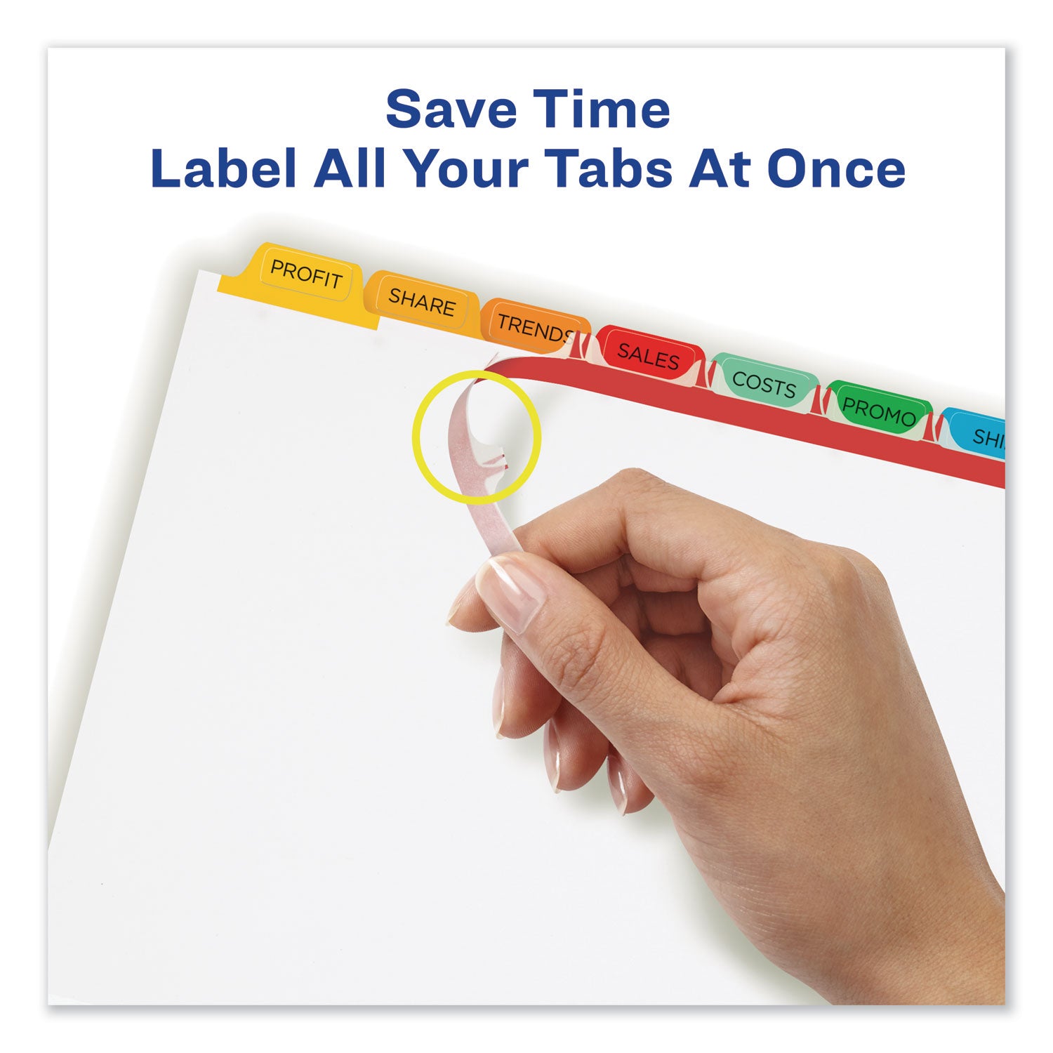 Avery Print and Apply Index Maker Clear Label Dividers, 8-Tab, Color Tabs, 11 x 8.5, White, Traditional Color Tabs, 5 Sets (11419)