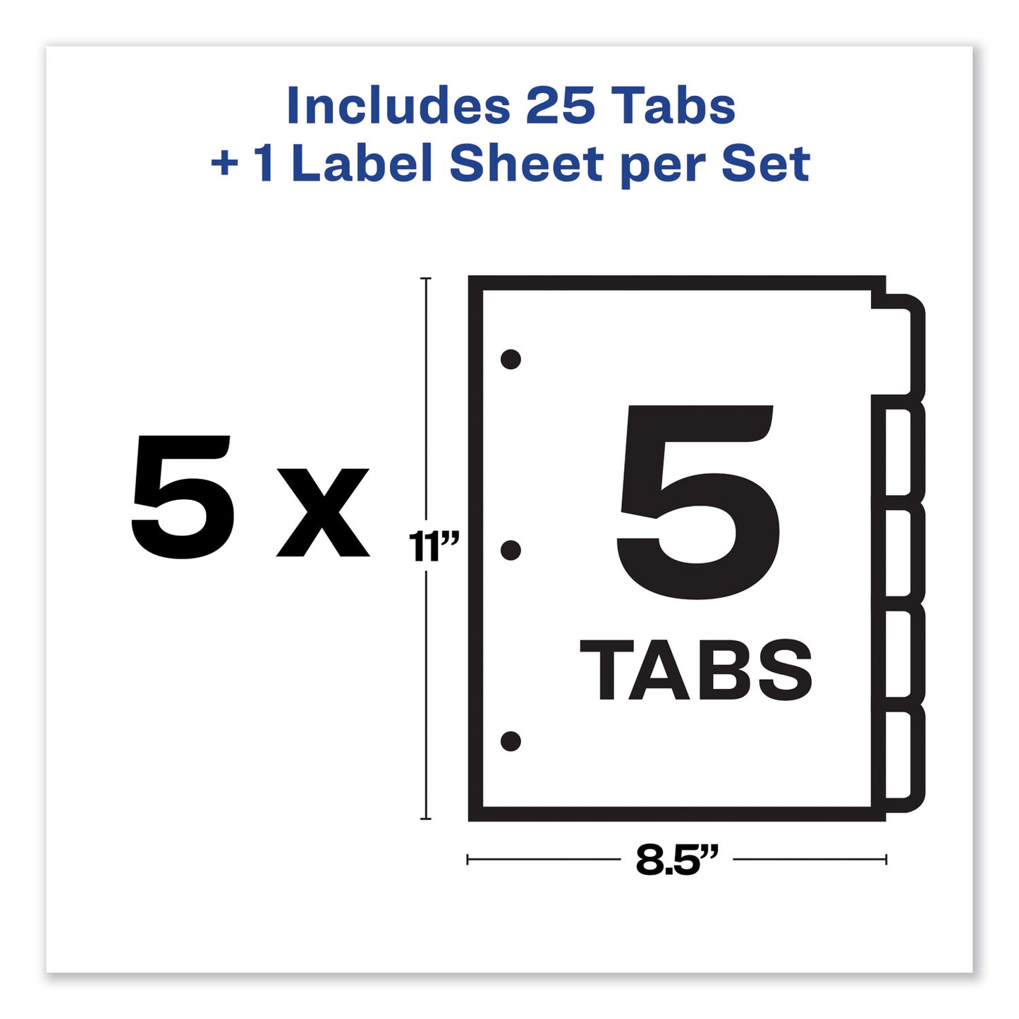 Avery Print and Apply Index Maker Clear Label Dividers, 5-Tab, Color Tabs, 11 x 8.5, White, Traditional Color Tabs, 5 Sets (11418)