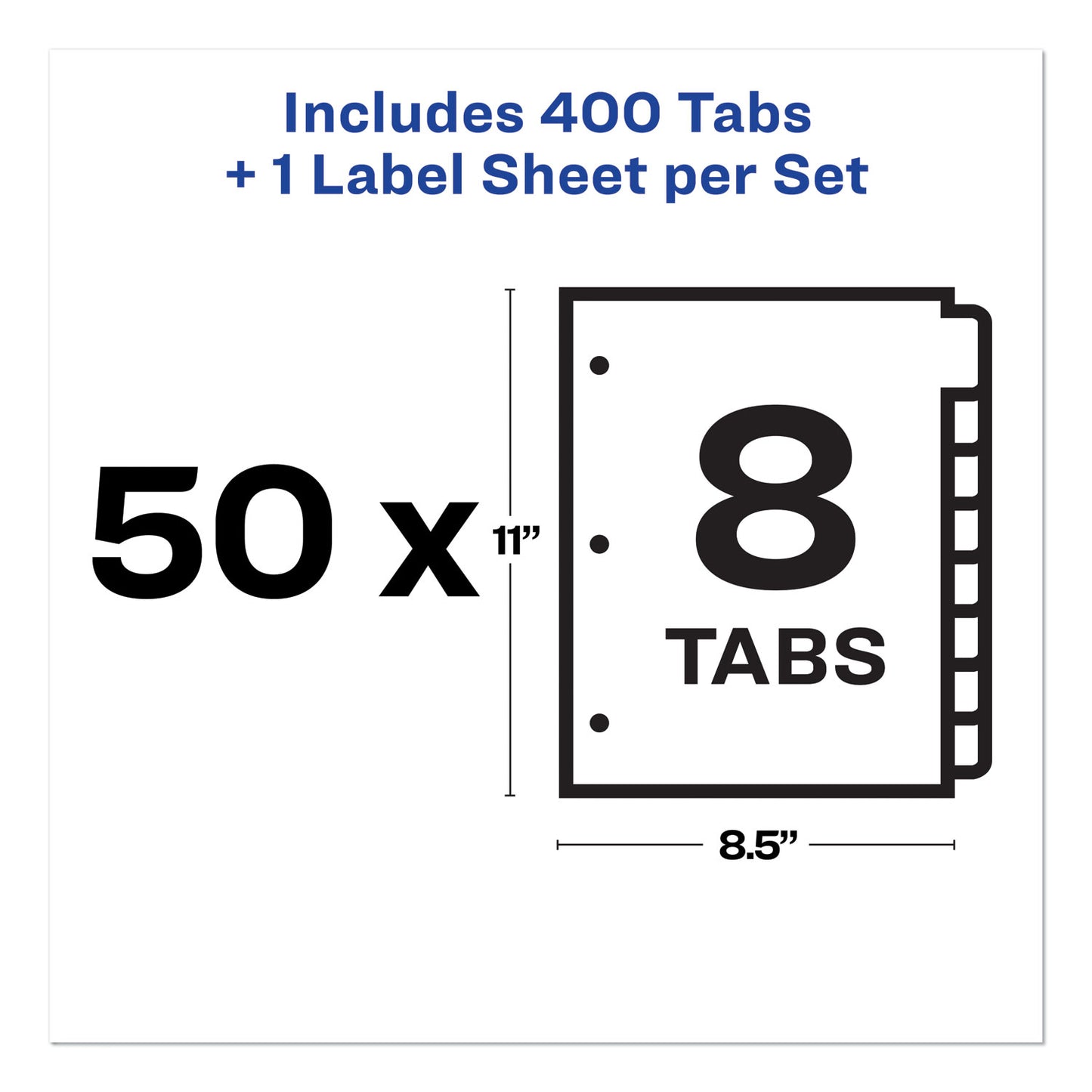 Avery Print and Apply Index Maker Clear Label Dividers, 8-Tab, 11 x 8.5, White, 50 Sets (11557)