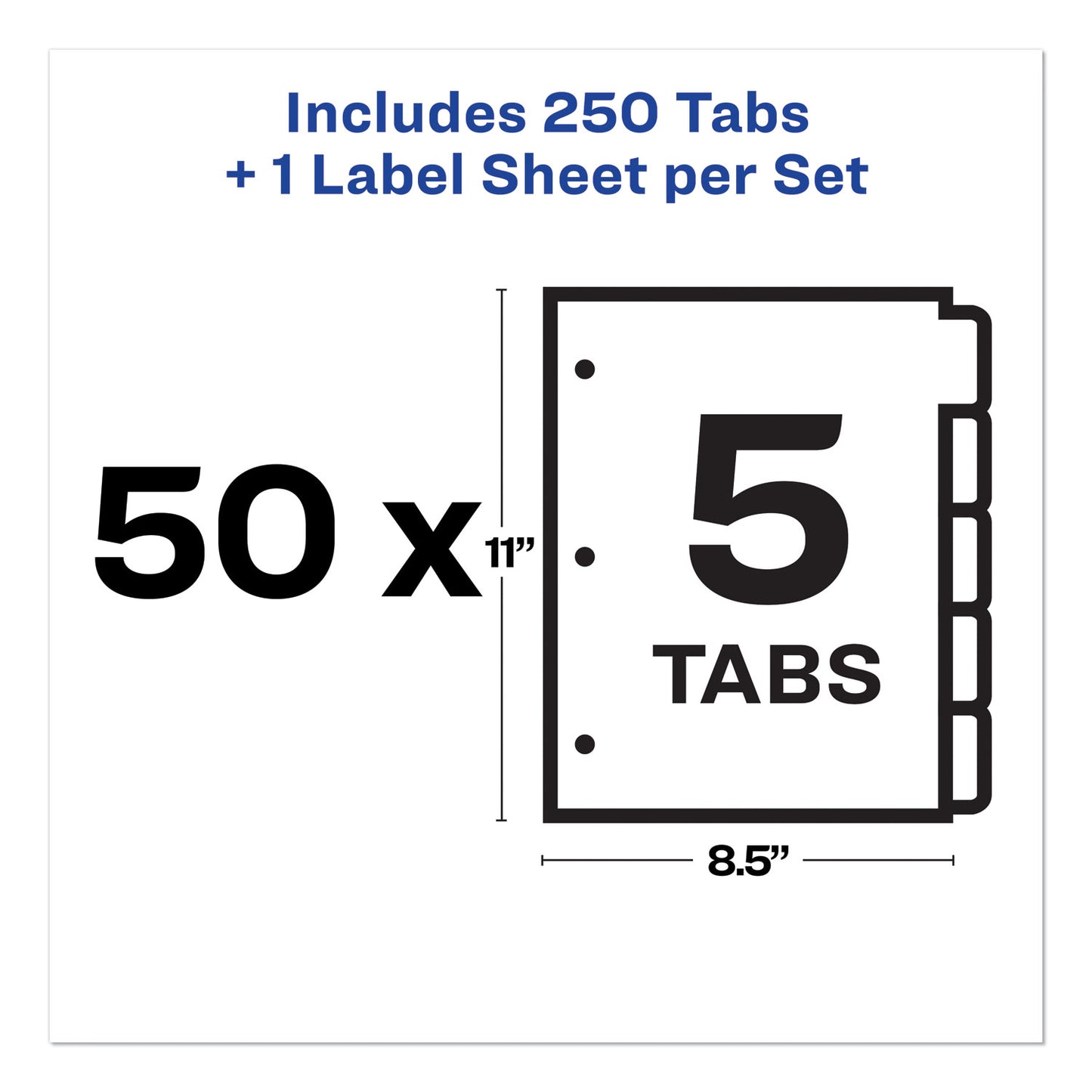 Avery Print and Apply Index Maker Clear Label Dividers, 5-Tab, White Tabs, 11 x 8.5, White, 50 Sets (11556)