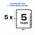 Avery Print and Apply Index Maker Clear Label Plastic Dividers w/Printable Label Strip, 5-Tab, 11 x 8.5, Frosted Clear Tabs, 5 Sets (12449)