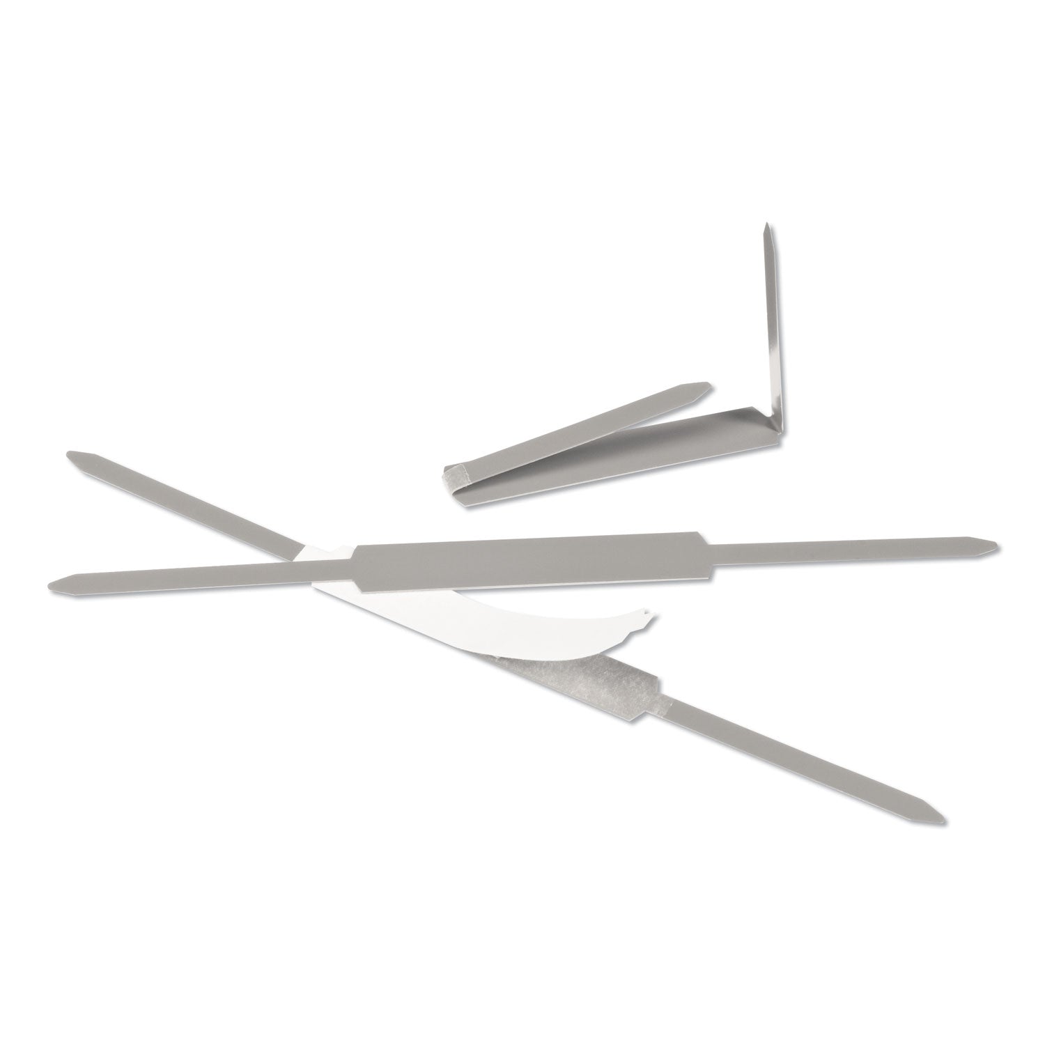 Acco Self-Adhesive Two-Prong Paper Fastener Bases, 1" Capacity, 2.75" Center to Center, Matte Steel, 100/Box (70010)
