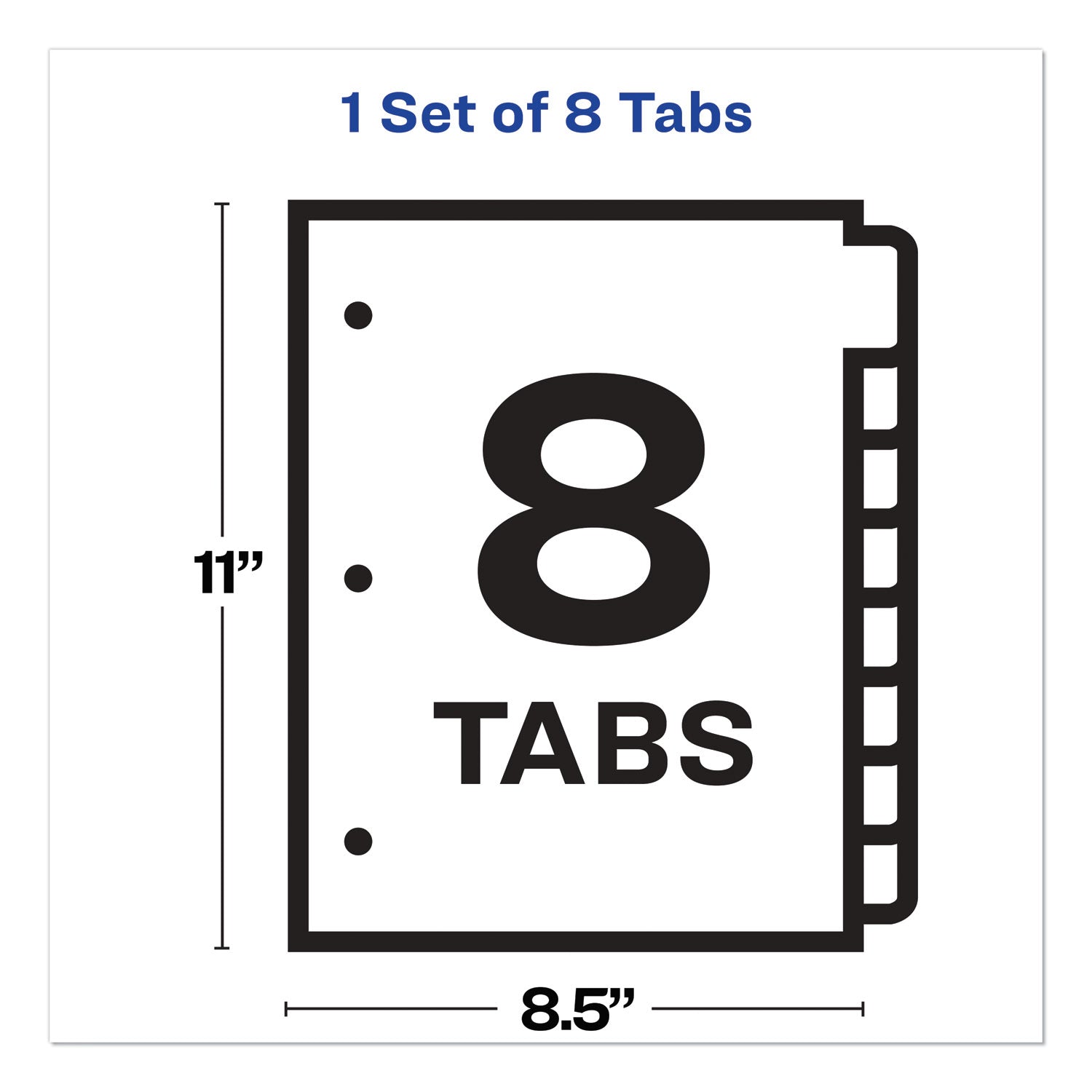 Avery Print and Apply Index Maker Clear Label Dividers, 8-Tab, 11 x 8.5, White, 1 Set (11417)