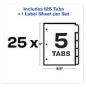 Avery Print and Apply Index Maker Clear Label Dividers, 5-Tab, White Tabs, 11 x 8.5, White, 25 Sets (11446)