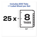 Avery Print and Apply Index Maker Clear Label Dividers, 8-Tab, 11 x 8.5, White, 25 Sets (11447)