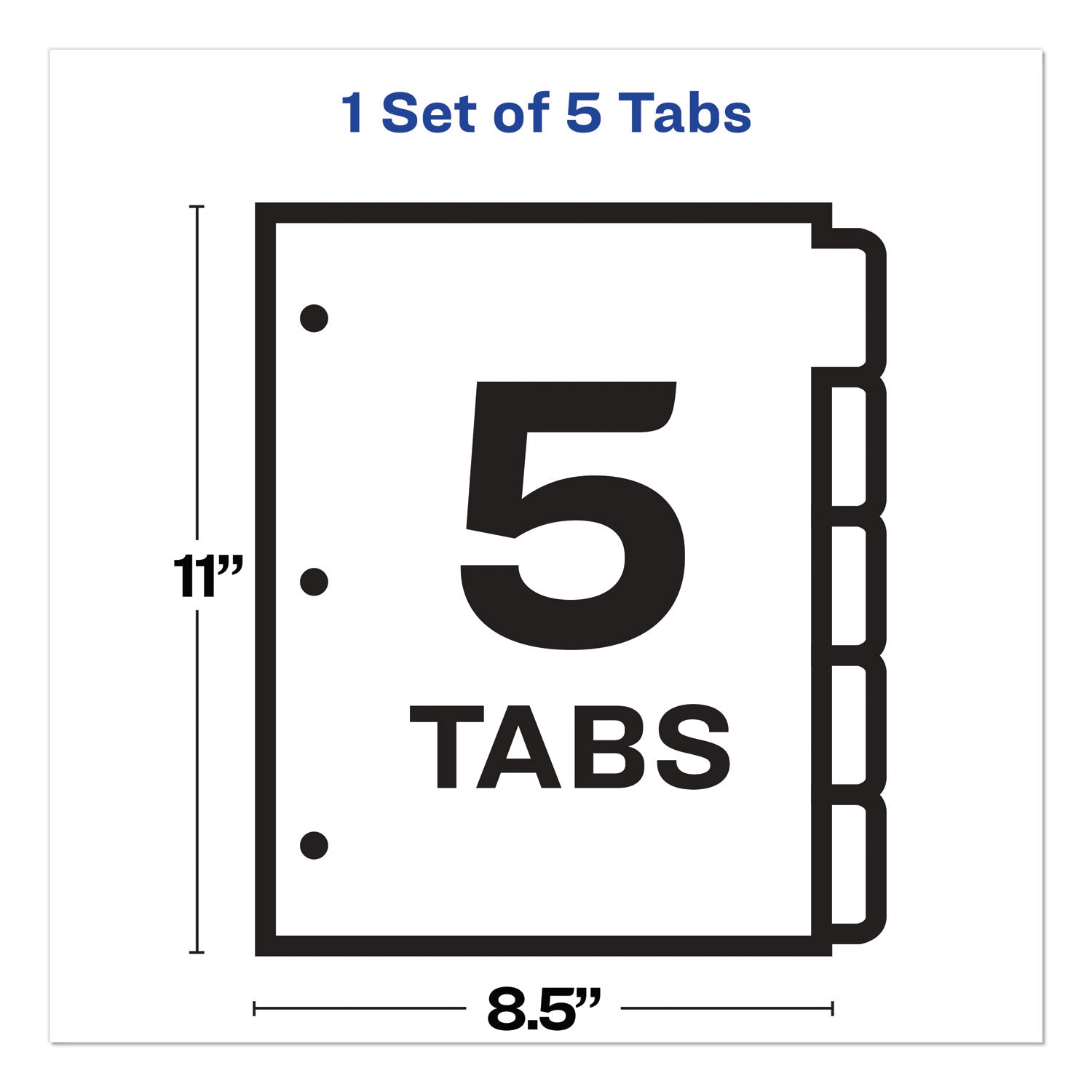 Avery Print and Apply Index Maker Clear Label Dividers, Big Tab, 5-Tab, White Tabs, 11 x 8.5, White, 1 Set (11490)