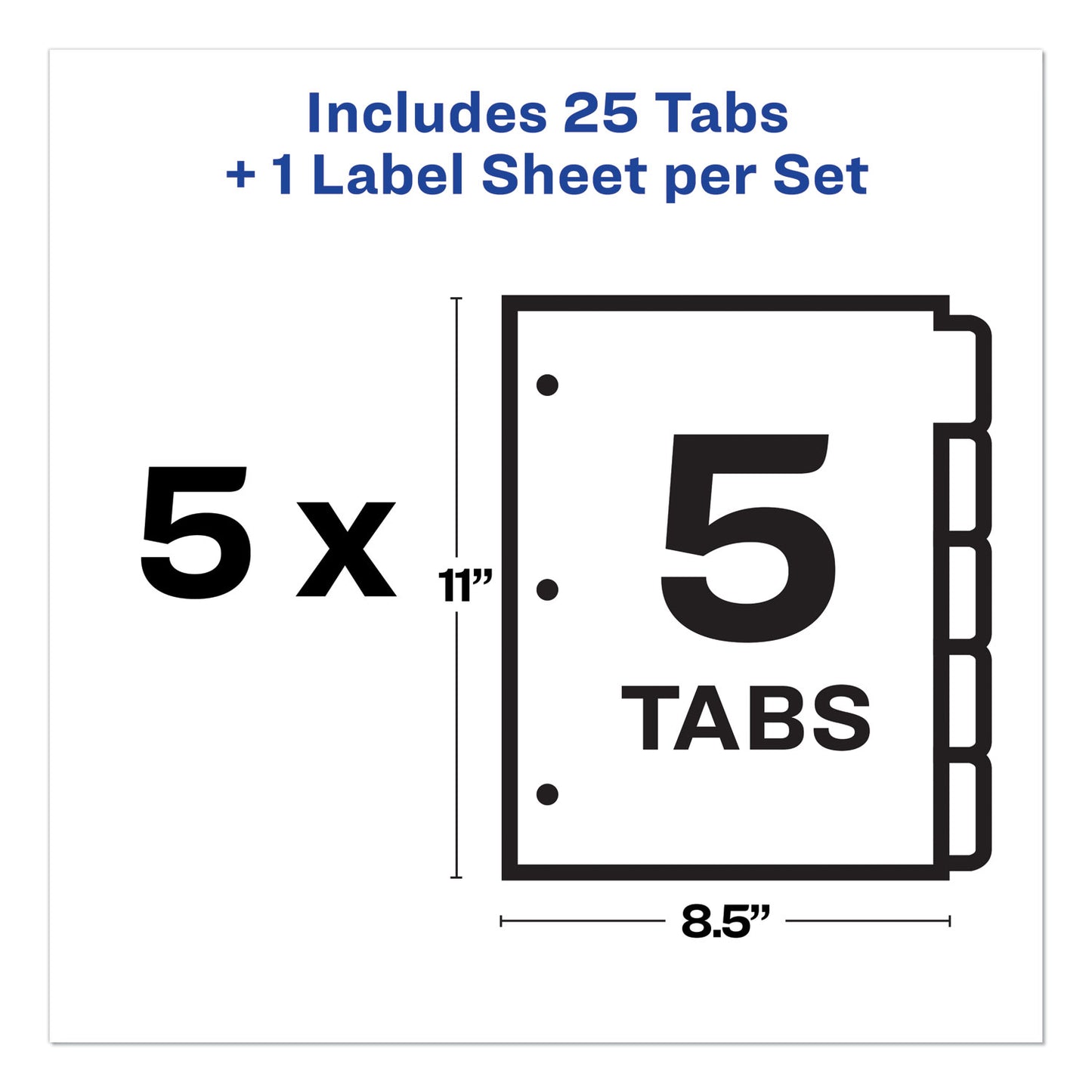 Avery Print and Apply Index Maker Clear Label Plastic Dividers with Printable Label Strip, 5-Tab, 11 x 8.5, Assorted Tabs, 5 Sets (12452)