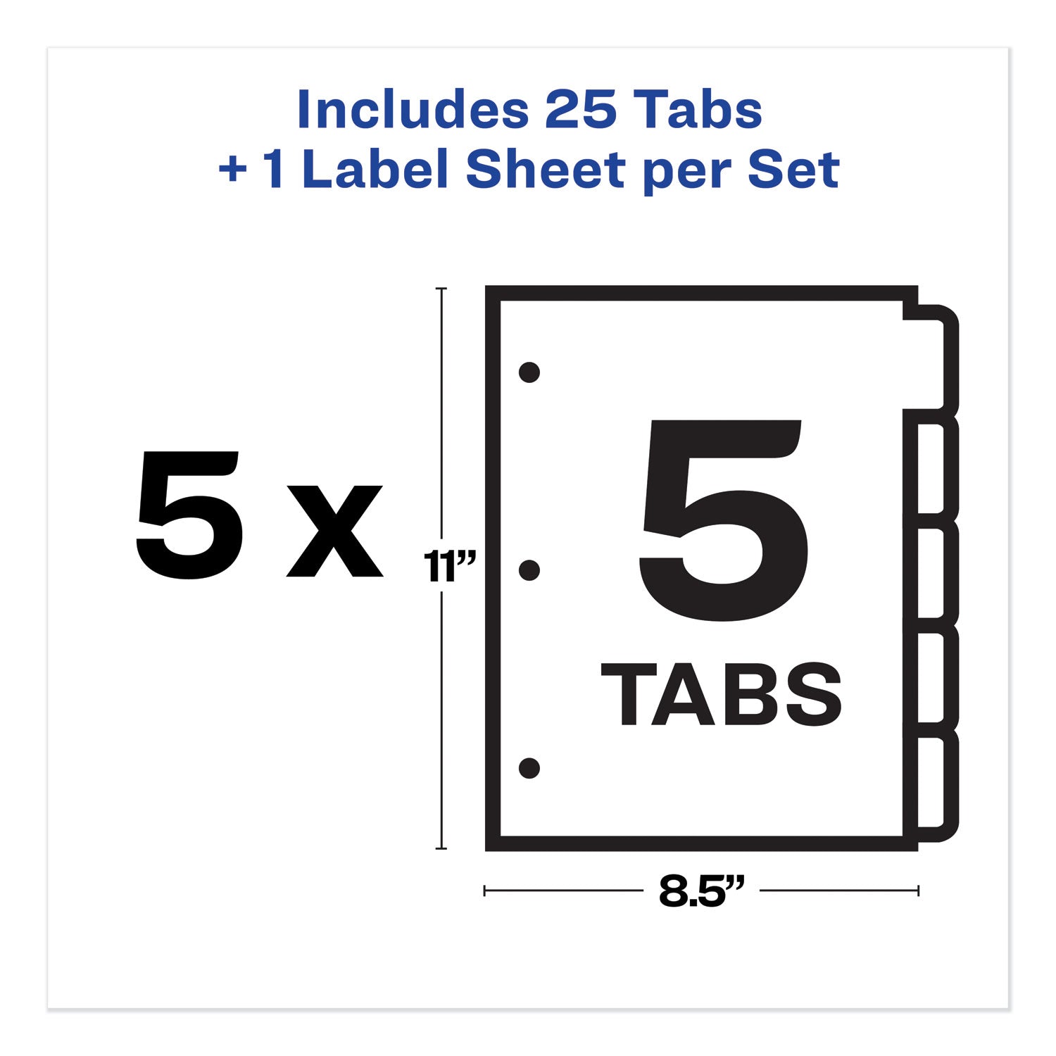 Avery Print and Apply Index Maker Clear Label Dividers, Big Tab, 5-Tab, White Tabs, 11 x 8.5, White, 5 Sets (11492)