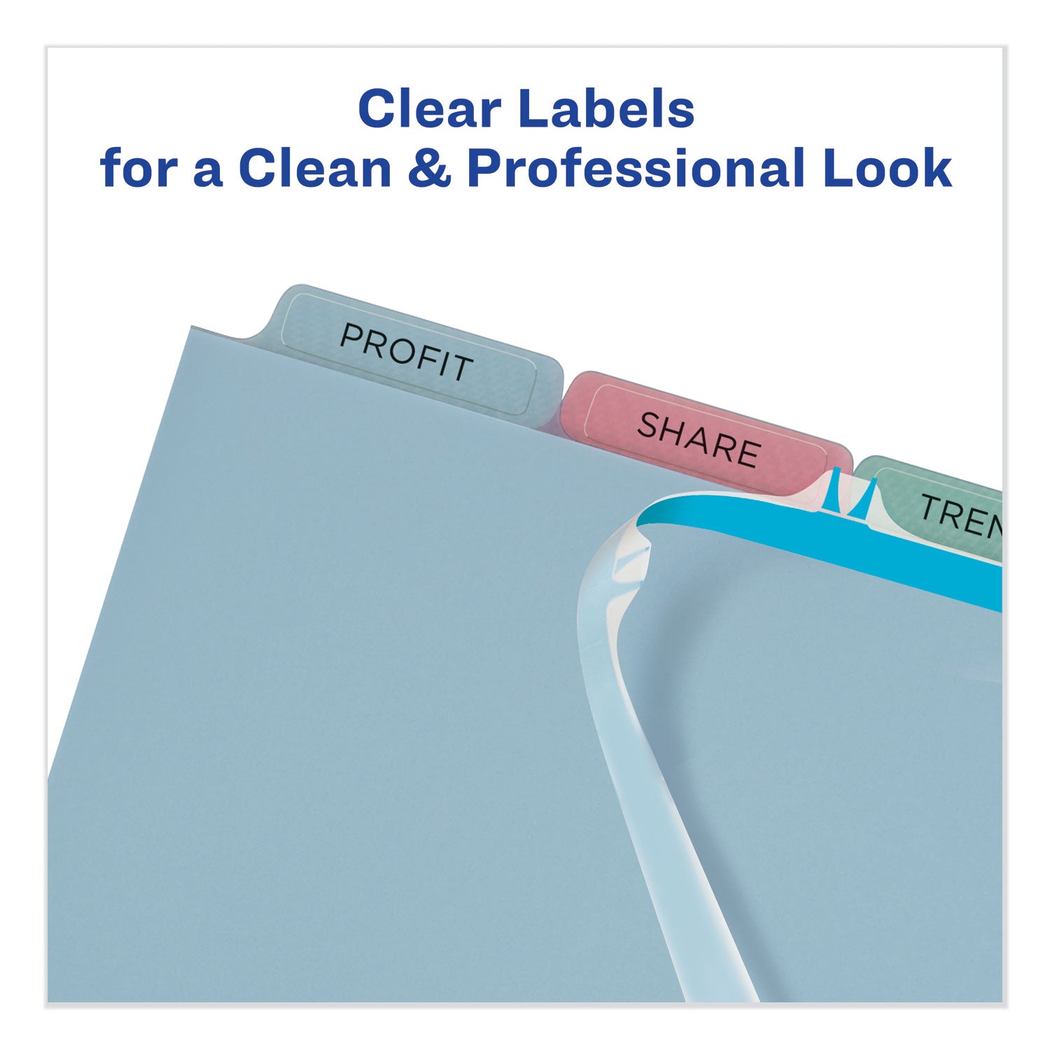 Avery Print and Apply Index Maker Clear Label Plastic Dividers with Printable Label Strip, 5-Tab, 11 x 8.5, Assorted Tabs, 5 Sets (12452)