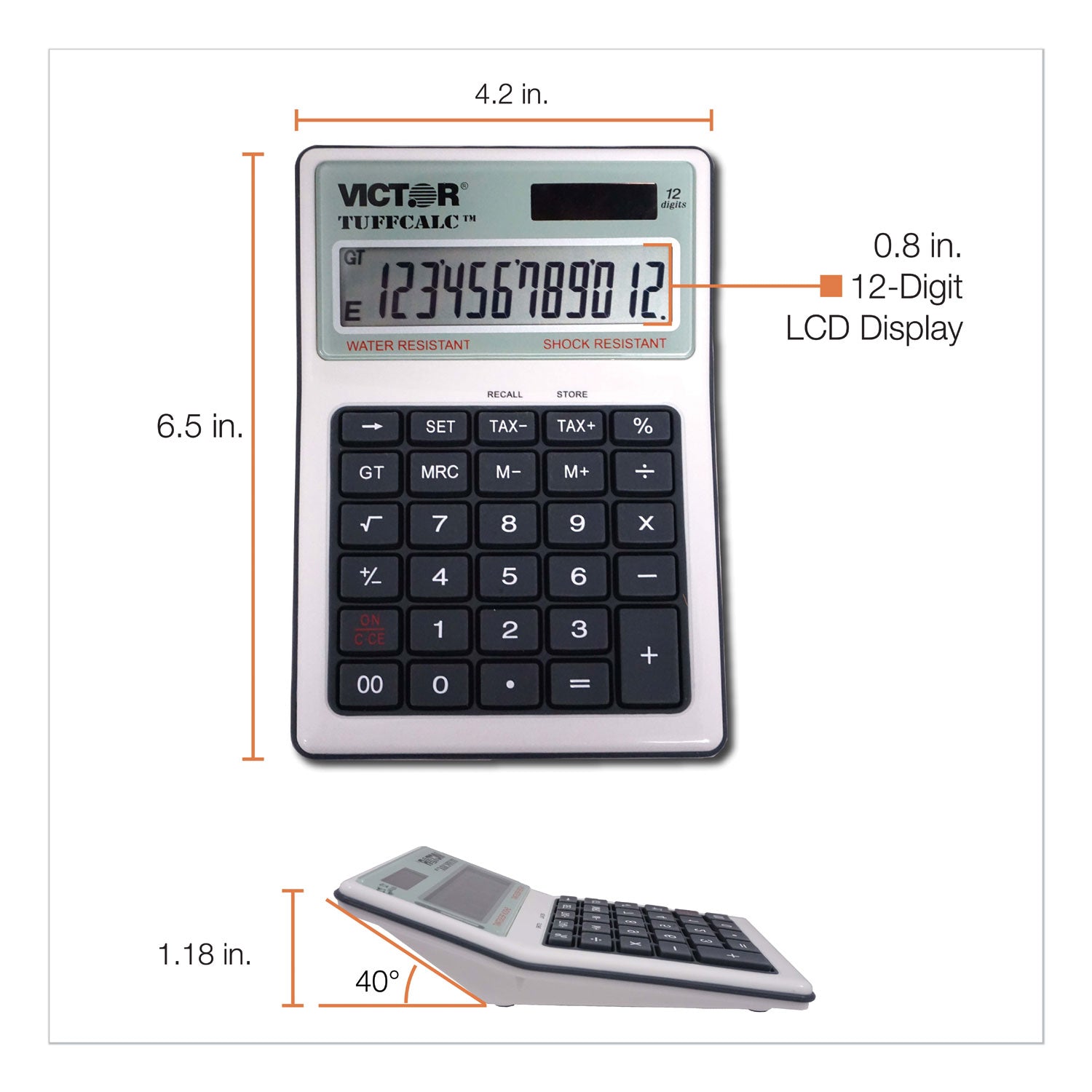 Victor TUFFCALC Desktop Calculator, 12-Digit LCD (99901)