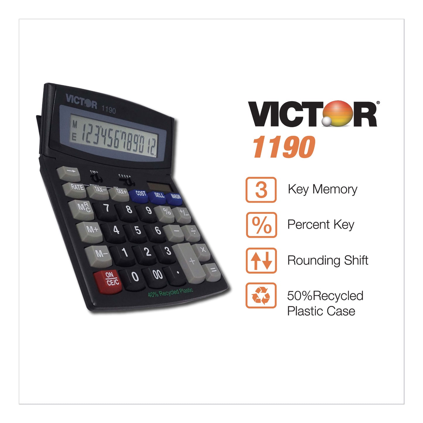 Victor 1190 Executive Desktop Calculator, 12-Digit LCD