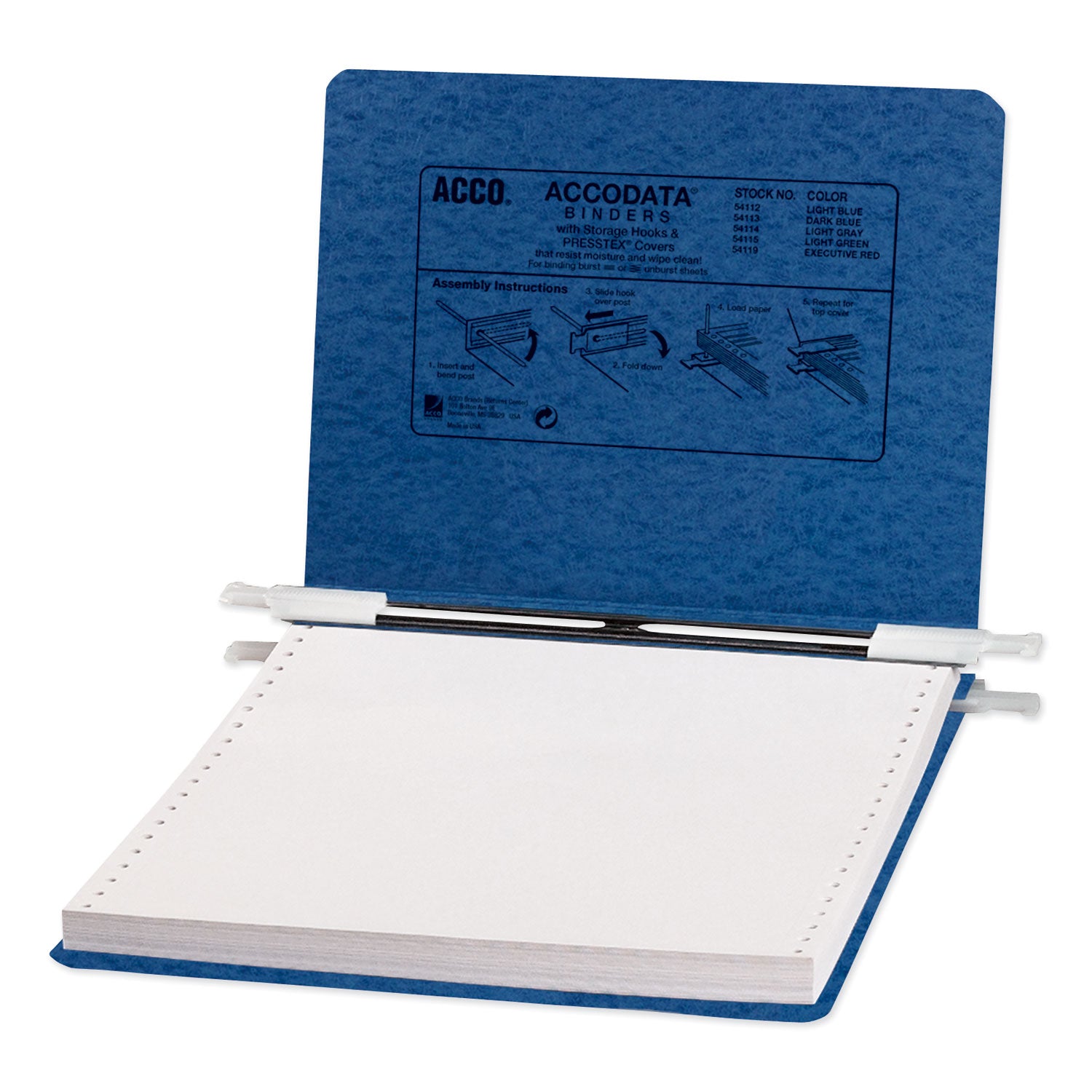 Acco PRESSTEX Covers with Storage Hooks, 2 Posts, 6" Capacity, 9.5 x 11, Dark Blue (54113)