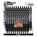 Zebra Z-Grip Ballpoint Pen, Retractable, Medium 1 mm, Black Ink, Clear/Black Barrel, 24/Pack (12221)