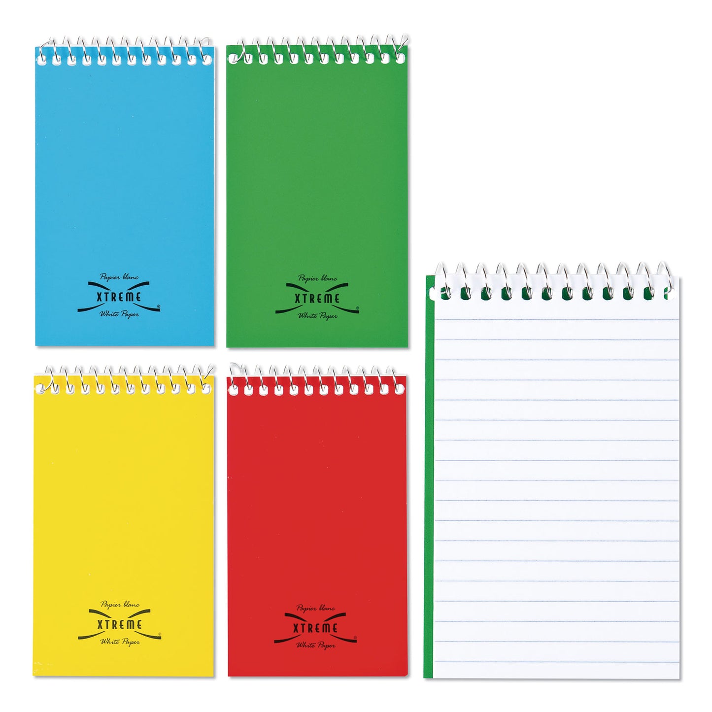 National Paper Paper Blanc Xtreme White Wirebound Memo Pads, Narrow Rule, Randomly Assorted Cover Colors, 60 White 3 x 5 Sheets (31120)