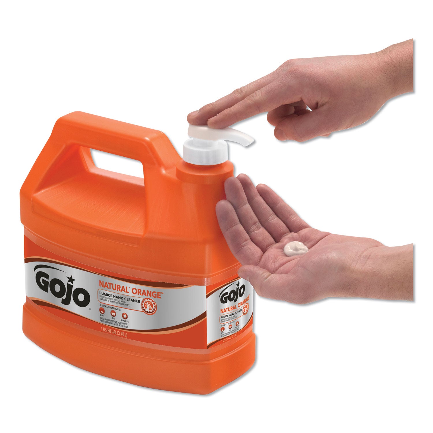 GOJO NATURAL ORANGE Pumice Hand Cleaner, Citrus Scent, 1 gal Bottle (095504EA)