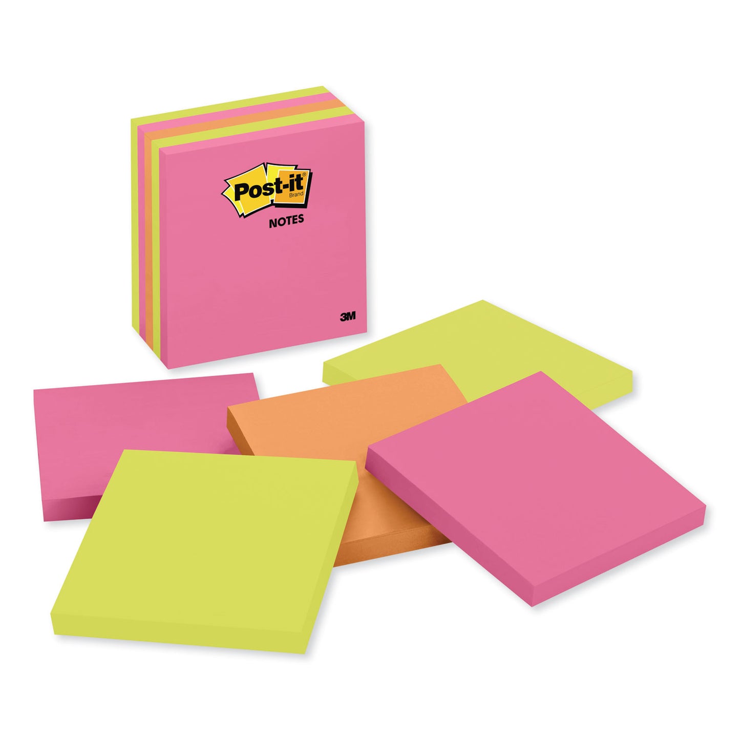 Post-it Original Pads in Poptimistic Collection Colors, 4" x 4", 100 Sheets/Pad, 5 Pads/Pack (6755LAN)