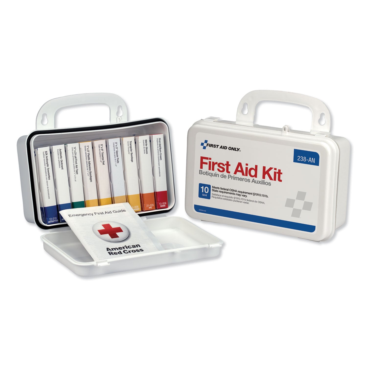 First Aid Only ANSI-Compliant First Aid Kit, 64 Pieces, Plastic Case (238AN)