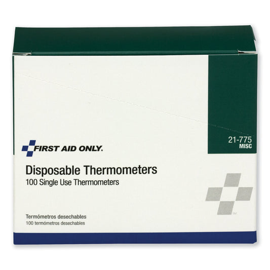 First Aid Only Disposable Forehead Thermometer, Dot-Matrix Phase Change,100/Box (21775)