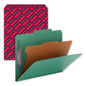Smead Four-Section Pressboard Top Tab Classification Folders, Four SafeSHIELD Fasteners, 1 Divider, Letter Size, Green, 10/Box (13733)