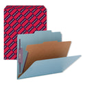 Smead Four-Section Pressboard Top Tab Classification Folders, Four SafeSHIELD Fasteners, 1 Divider, Letter Size, Blue, 10/Box (13730)